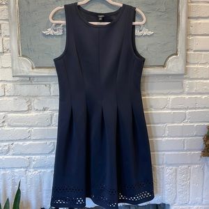 Ann Taylor Petite Navy Sleeveless Peplum Dress 12P
